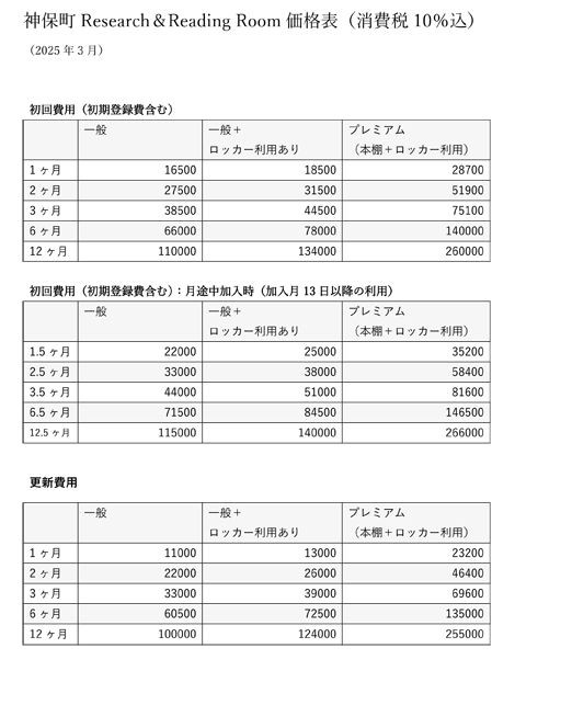 価格表